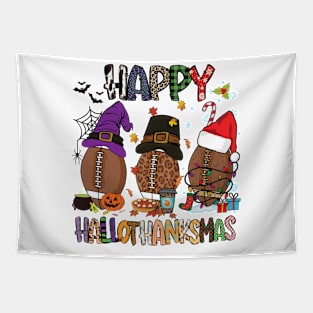 Happy HalloThanksMas Football Tapestry