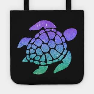 Bright Purple Aqua Ombre Faux Glitter Turtle Tote