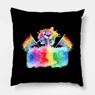 LGBTQIA+ Pride Rainbow Gradient Watercolor T-Shirt Pillow