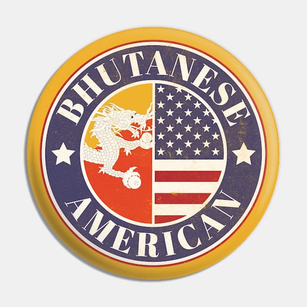 Proud Bhutanese-American Badge - Bhutan Flag Pin by Yesteeyear