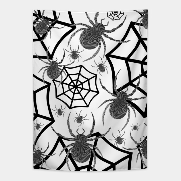 Halloween Black And White Spider Tapestry by SartorisArt1