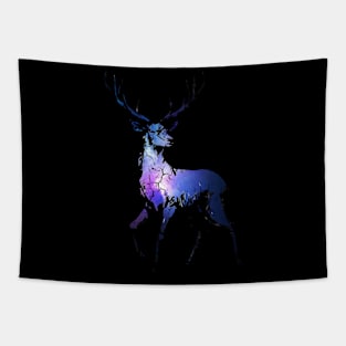 BLUE DEER IN THE NIGHT Tapestry