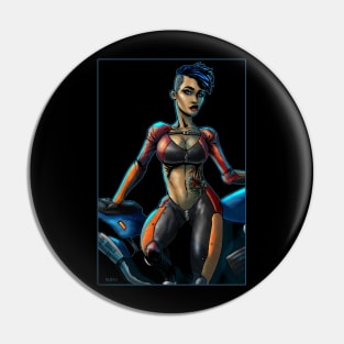 Blue haired biker girl Pin