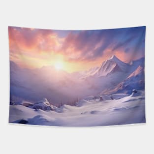 Winter Mountains Serene Landscape Tapestry