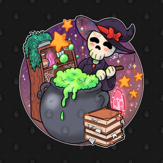 Skeleton Witch with cauldron by Grethe_B