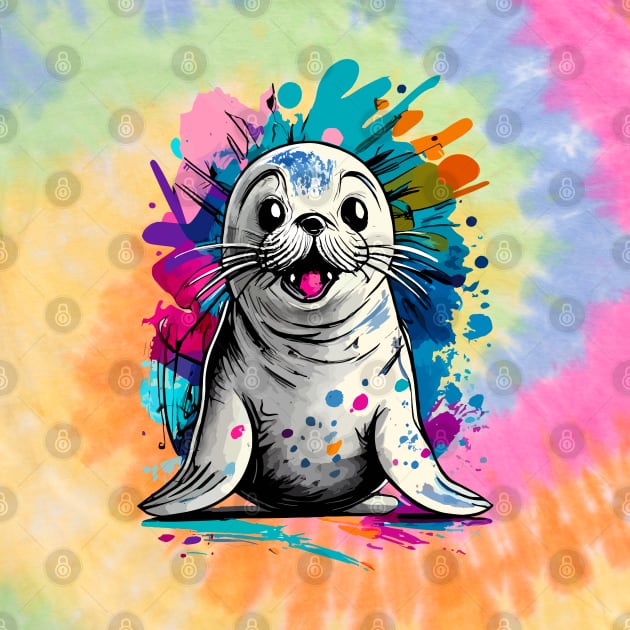 Seal Colourful - Cute Baby Seal - Marine Animal by BigWildKiwi