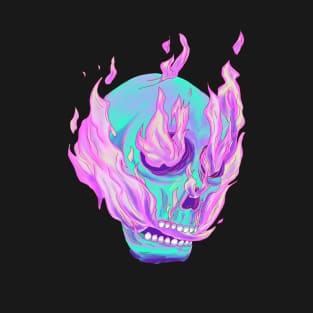 Skull on fire with purple variant color T-Shirt