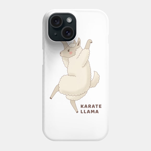 Cute Karate Llama Drawing Phone Case by MariOyama