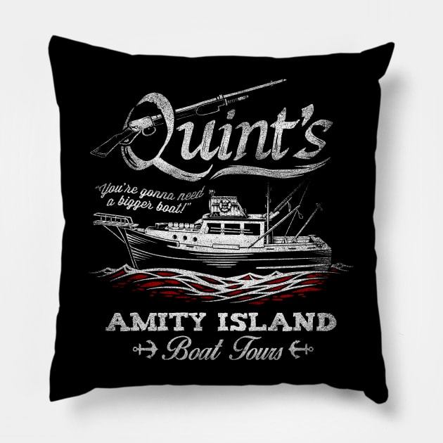 Quint's Boat Tours Pillow by CoDDesigns