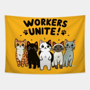 "Workers Unite!" Cat Collective Design Tapestry