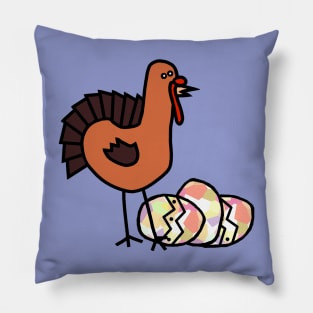 Thanksgiving Turkey with Easter Eggs Pillow