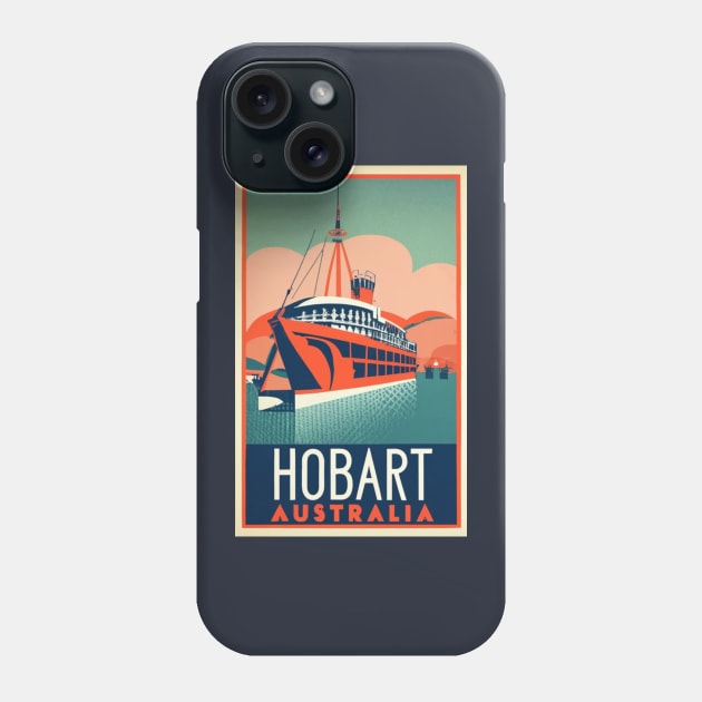 A Vintage Travel Art of Hobart - Australia Phone Case by goodoldvintage