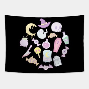 Pastel Goth Halloween Icons Tapestry