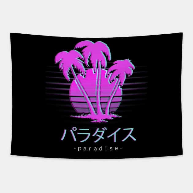 Otaku Japanese Vaporwave Aesthetic  Paradise Sunset Tapestry by VaporwaveAestheticDreams