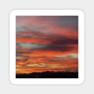 Red Orange and Pink Sunset in Zagreb, Croatia Magnet