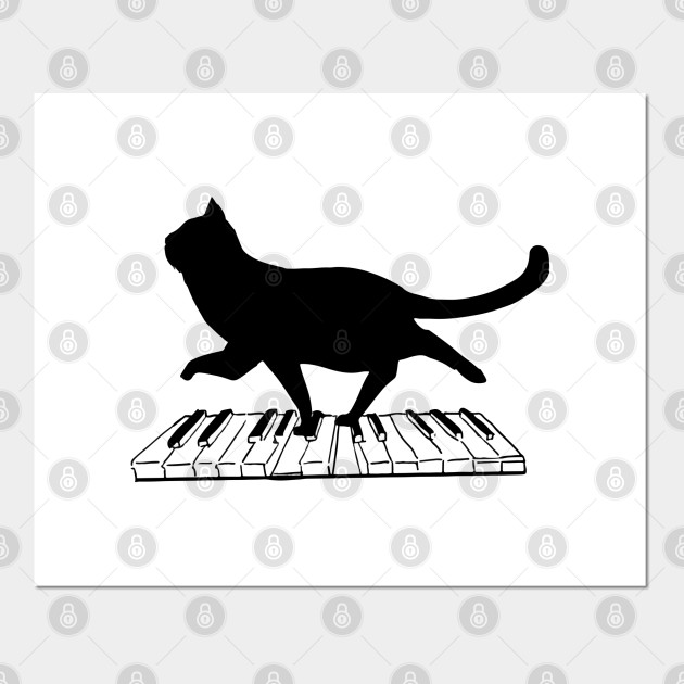 Funny Cat Walking On Piano Key Music Teacher Gift Piano Cat