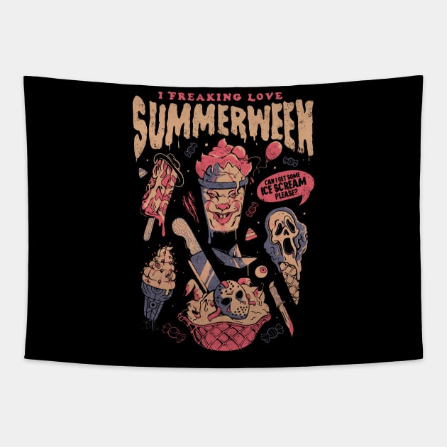 Summerween - Funny Goth Horror Movies Halloween Gift Tapestry by eduely