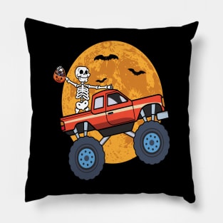 Kids Skeleton Monster Truck Moon Pillow