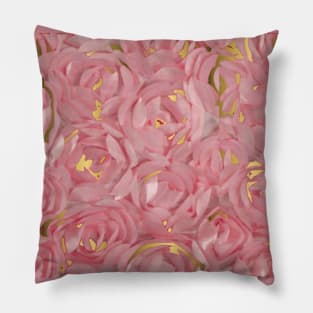 Pink Roses with Gold Design Pillow