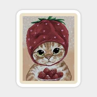 Strawberry Cat Magnet