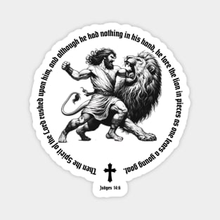 Samson And The Lion Gym Motivaton Magnet