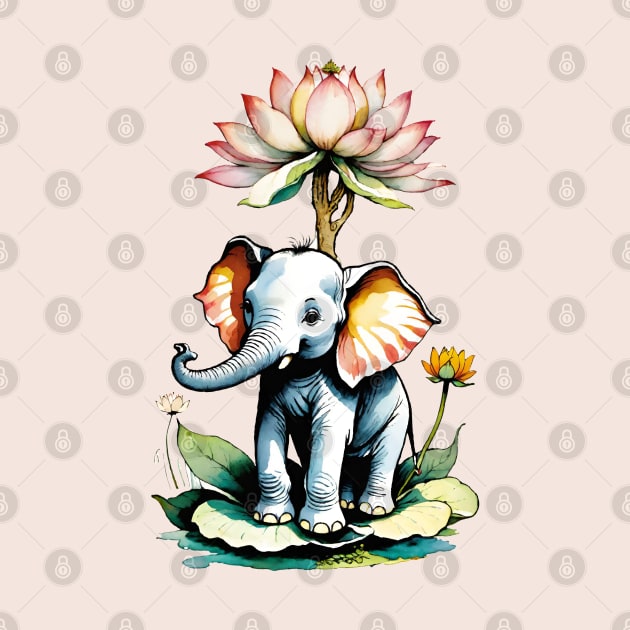 Ganesh Elephant and the lotus Flower by mariasshop