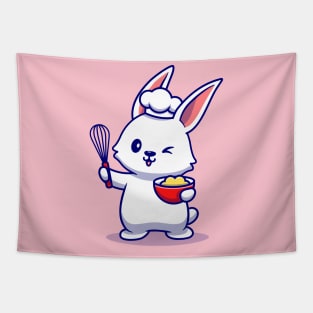 Cute Rabbit Chef Cooking Cartoon Tapestry