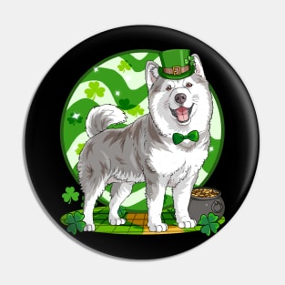 Alaskan Malamute St Patricks Day Leprechaun Pin