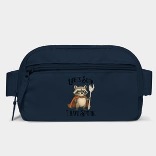 Life Is Soup, I Have Spork, cute innocent raccoon Bag