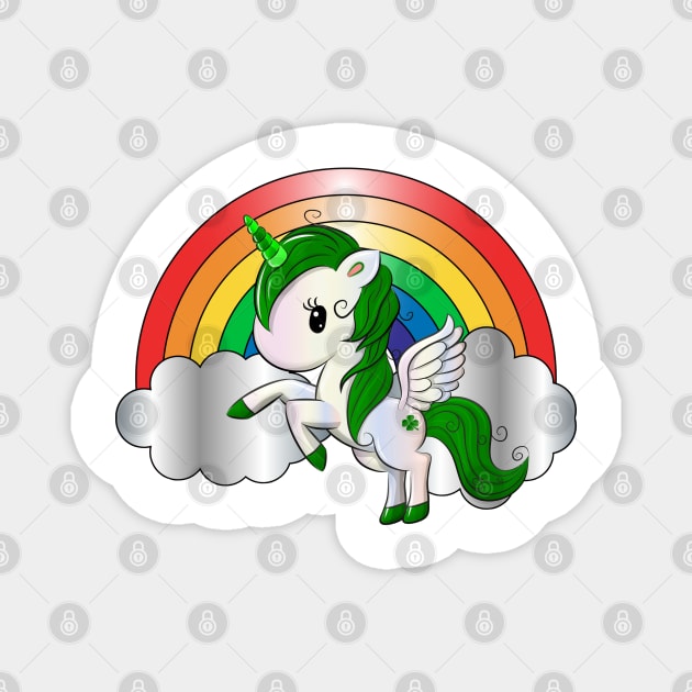 St. Patrick's Day Unicorn Pegasus Magnet by HolidayBug