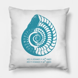 Spiral Shell with Math (blue) Pillow
