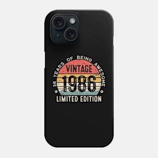 38 Year Old Gifts Vintage 1986 Limited Edition 38th Birthday Phone Case