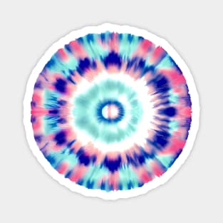 Pink and teal tie dye pattern circle, boho yoga design Magnet