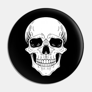 graphic drawing of a skull, black and white illustration Pin