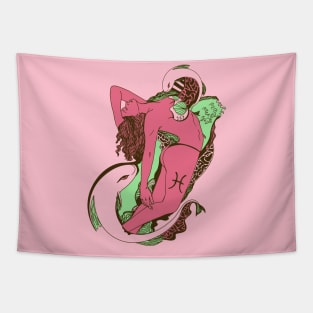 Pink Mint Pisces Beauty Tapestry