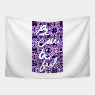 Beautiful Calligraphy with Purple Abstract Background Tapestry