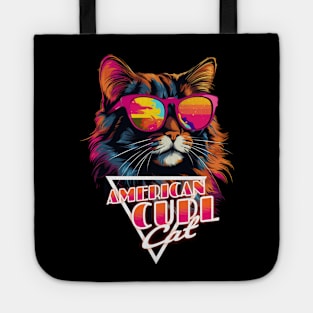 Retro Wave American Curl Cat Miami Shirt Tote