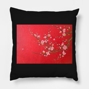 Minhwa: Red Blossom (Korean Traditional Art) Pillow