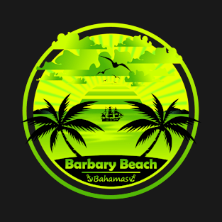 Barbary Beach Bahamas, Palm Trees Sunset Summer T-Shirt