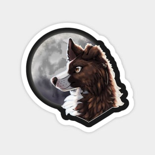 Brindle Border Collie with Night Sky Full Moon Magnet