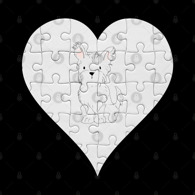 Terrier Heart Jigsaw Pieces Design - Gift for Terrier White Lovers by HarrietsDogGifts