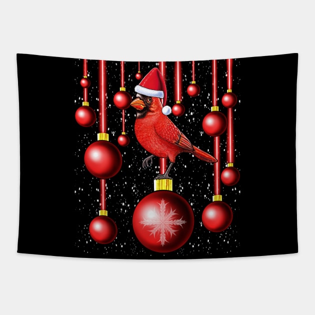 Red Cardinal bird merry Christmas Tapestry by Artardishop