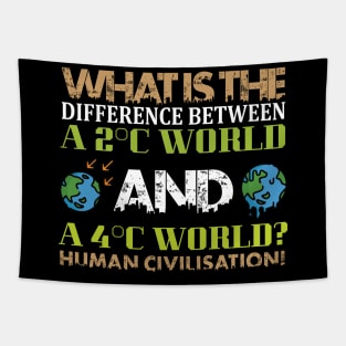 The Difference between 2C and 4C World- Nature Protection Climate Change Quote Tapestry