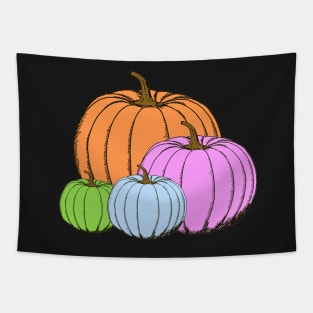 Cute Pumpkins Design in Orange, Blue, Green and Purple Tapestry