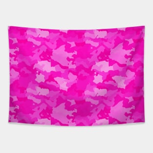 Hot Shocking Neon Pink Girlie Feminine Camo Camouflage Pattern Tapestry