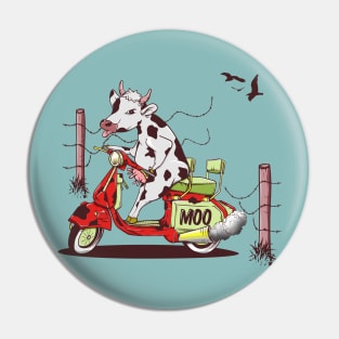 Cow riding a motorcycle Pin