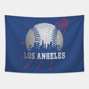 Los Angeles LA City Skyline Baseball Vintage Gameday Dodger Tapestry