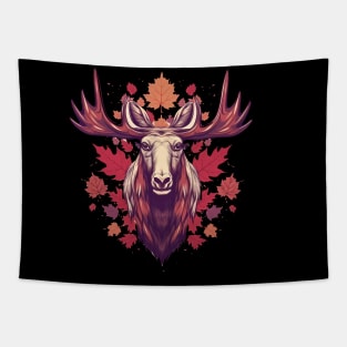 Moose with Maple leafs Canada Tapestry