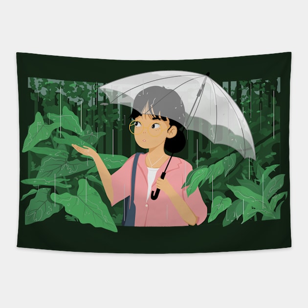 rainy day walk Tapestry by maryeaahh