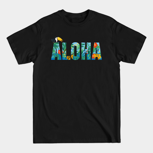 Discover Aloha Hawaiian Flower and Toucan Design - Hawaiian - T-Shirt